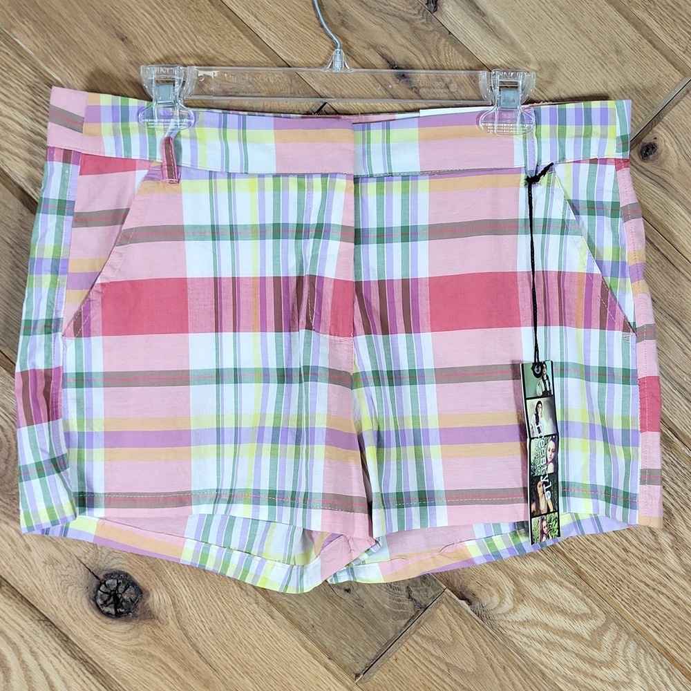 Freestyle Revolution Shorts Women 13 Plaid Cotton Multicolor Pockets With Tags